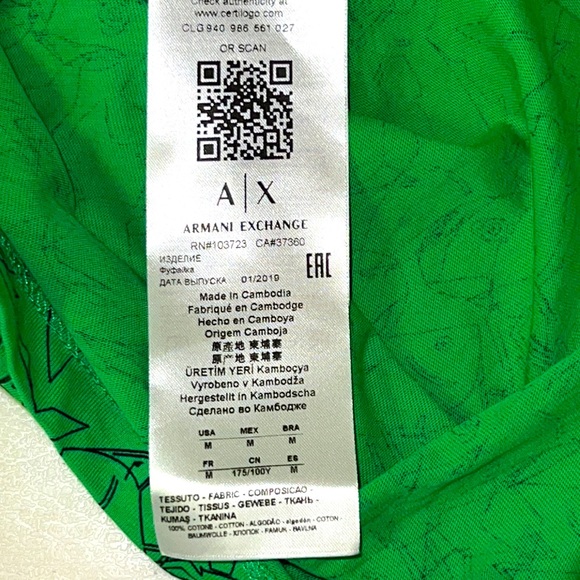 NWOT ARMANI EXCHANGE T-SHIRT IN GREEN - Picture 6 of 6